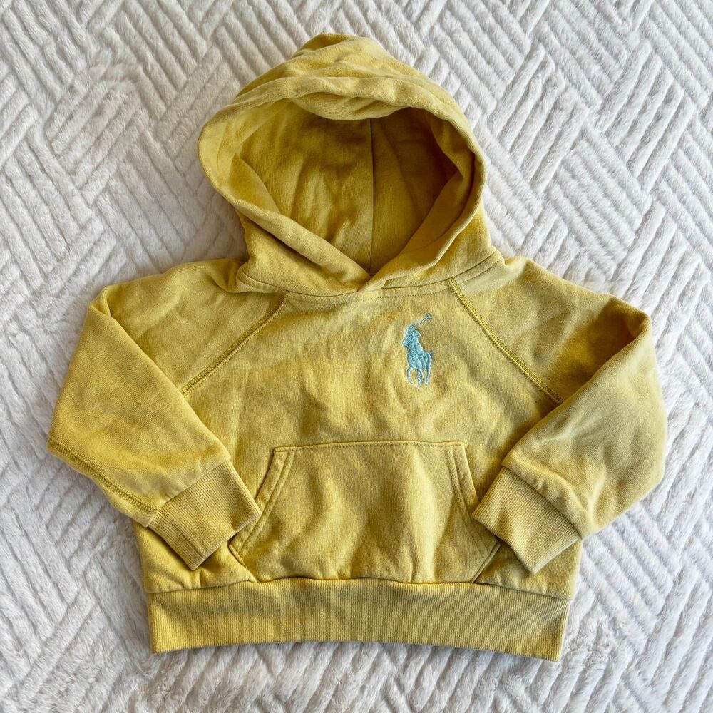 Polo Ralph Lauren 3T Big Pony Hoodie Yellow Pullover Sweatshirt Kids